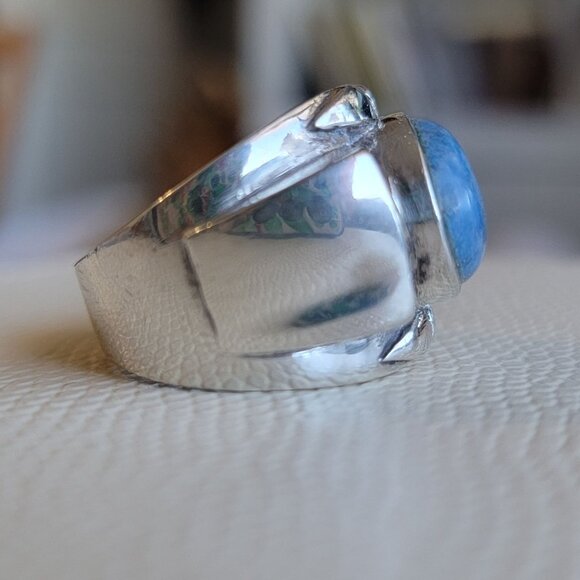 Sterling Silver Lapis Lazuli Estate Statement Ring Size 9.5 - Picture 2 of 9